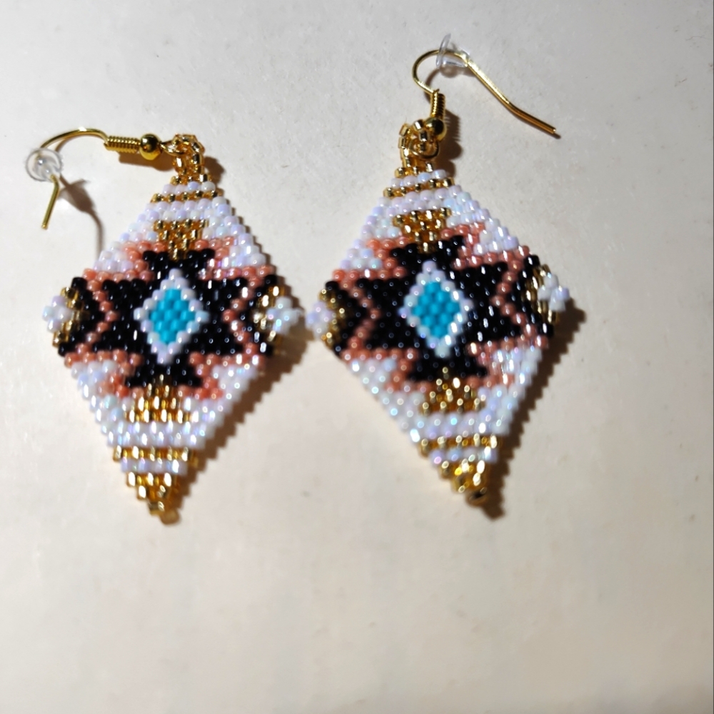 Handmade beaded Western style earrings